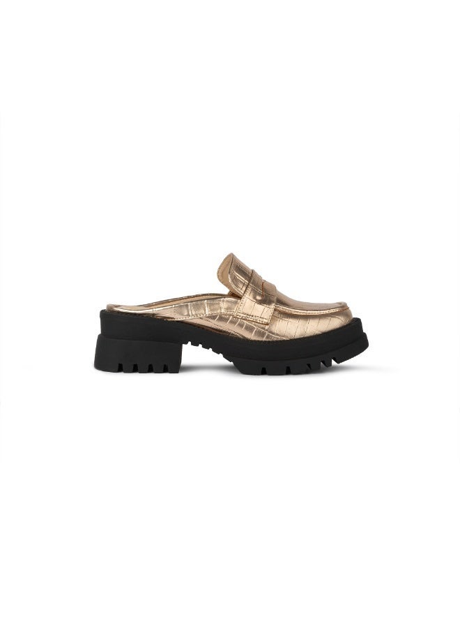 BOU Chunky Mule |Croco - Sunset Rose Gold - Image 3